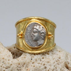 Ancient Greek 2nd Century BC Gaul Apollo Coin 18K Gold Ring