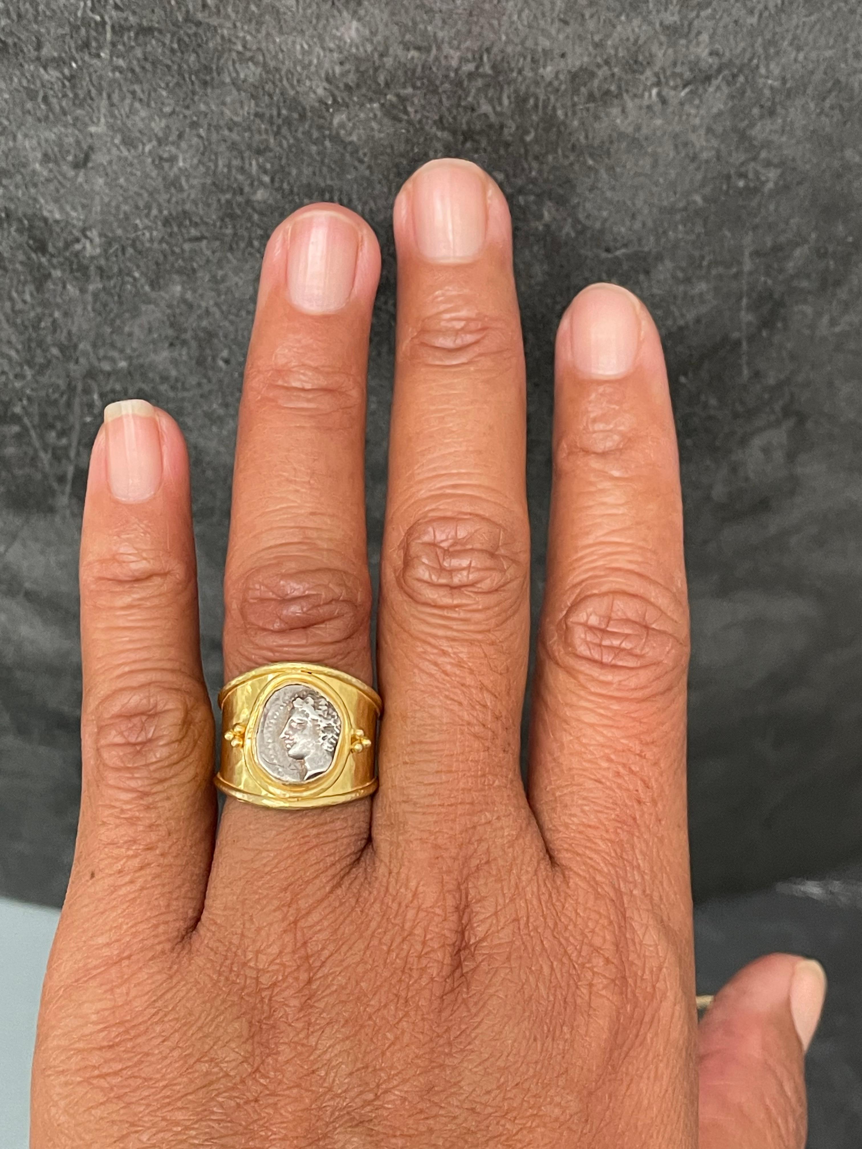 Ancient Greek 2nd Century BC Gaul Apollo Coin 18K Gold Ring In New Condition For Sale In Soquel, CA