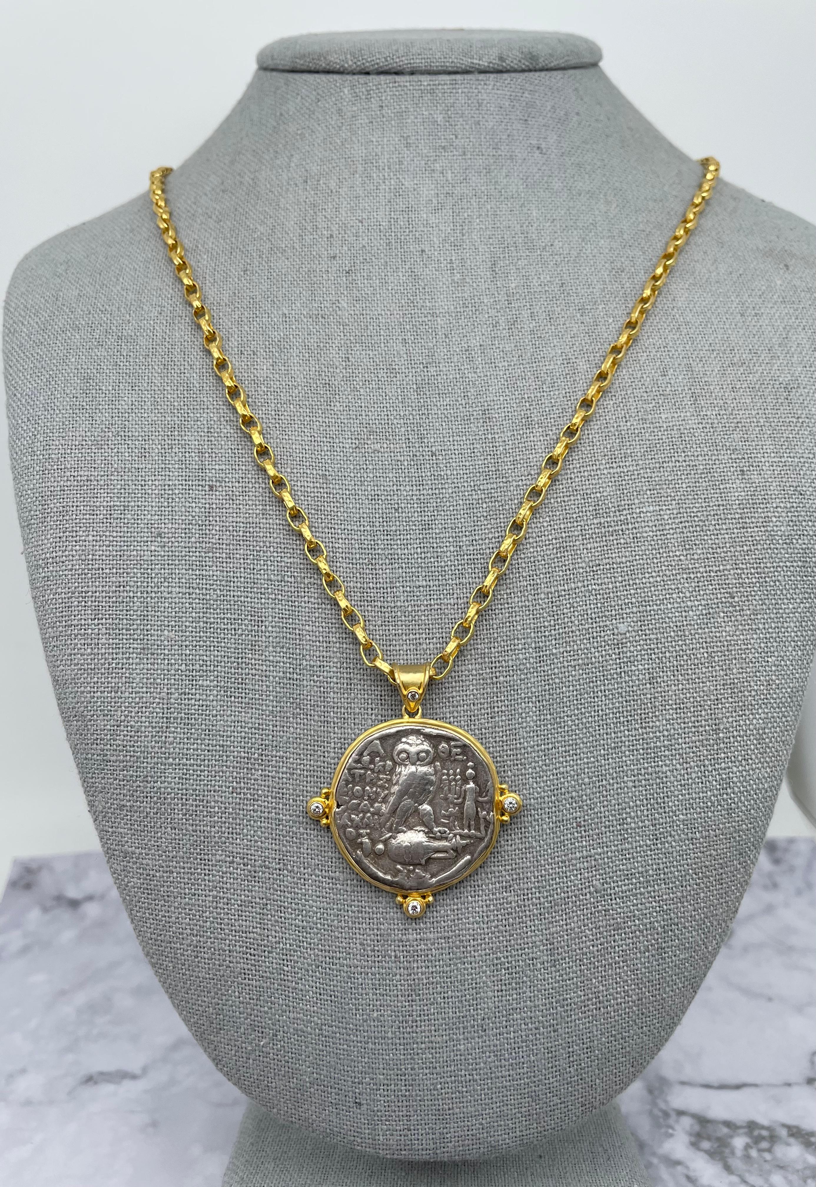 Pendentif en or 18 carats hibou grec ancien du IIe siècle av. en vente 7