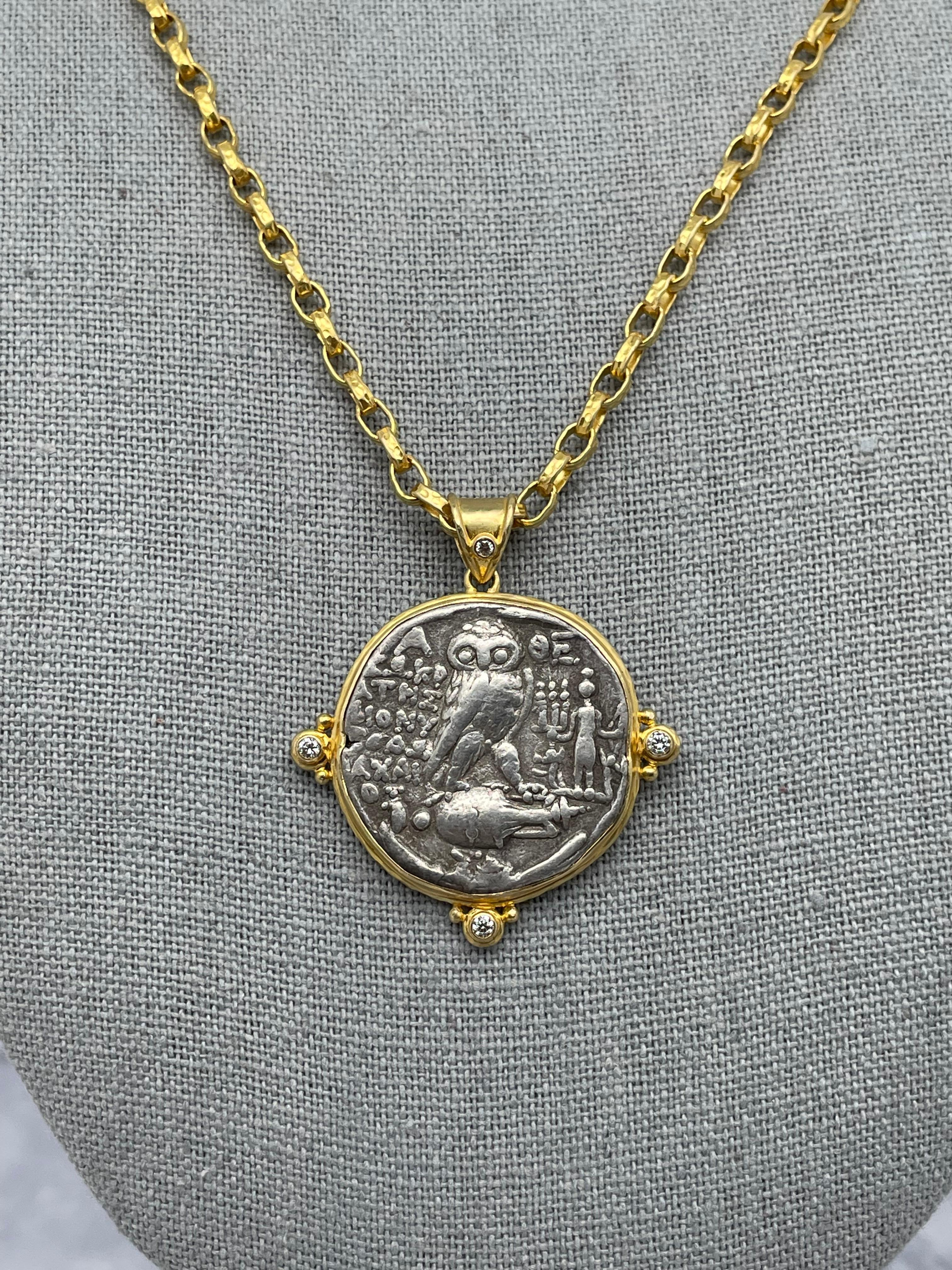 Pendentif en or 18 carats hibou grec ancien du IIe siècle av. en vente 8