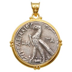 Pendentif en or 18 carats avec pièce d'aigle Ptolemaique de la Grèce antique, 2e siècle avant J.-C.