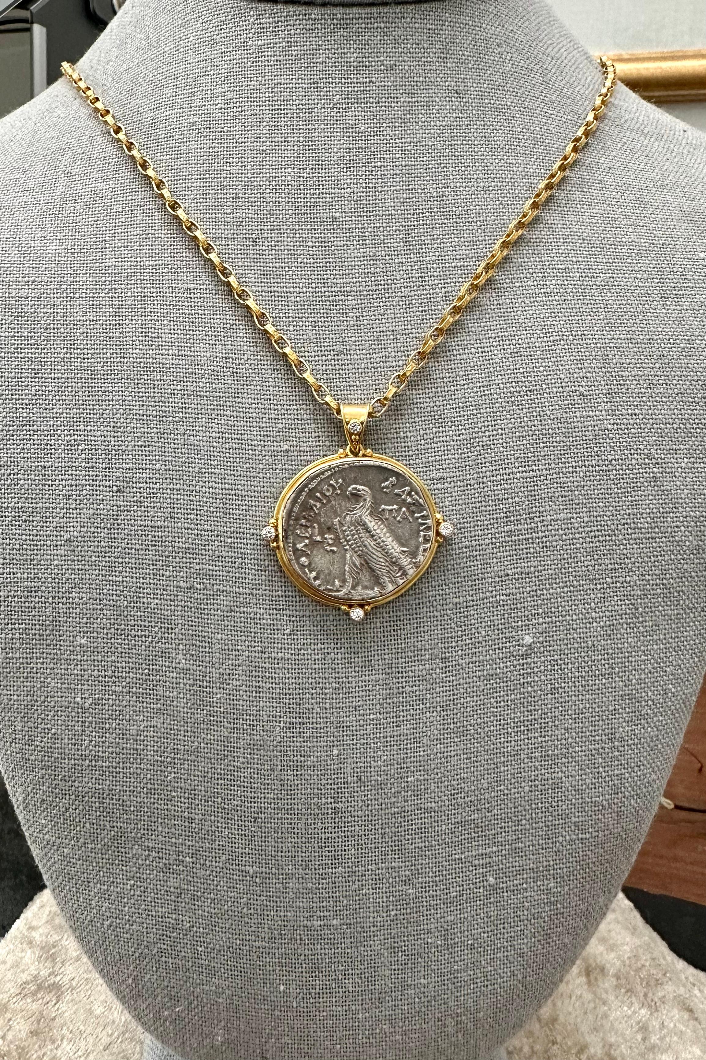 Pendentif en or 18 carats Aigle Ptoléméen grec ancien du 2e siècle avant J.-C. Diamants  Neuf - En vente à Soquel, CA