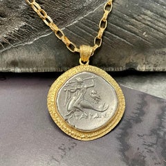 Ancient Greek 3rd Century BC Dolphin Coin 18K Gold Pendant