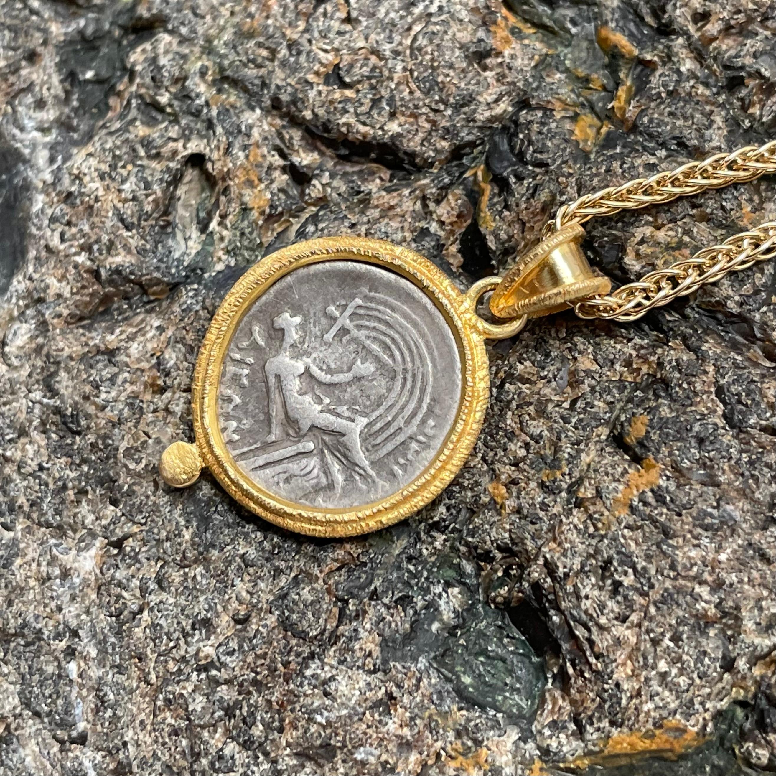 Classical Greek Ancient Greek 3rd Century BC Nymph Coin 18K Gold Pendant
