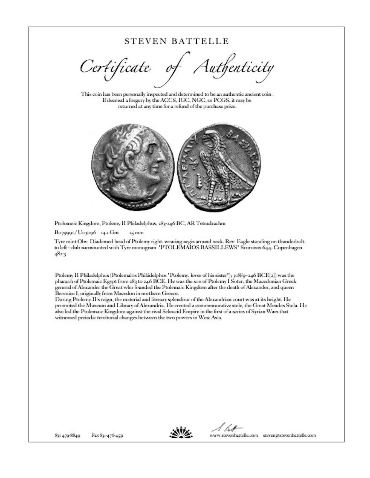 Antike griechische 3. Jahrhundert v. Chr. Ptolemäus Münze 18K Gold-Anhänger 3