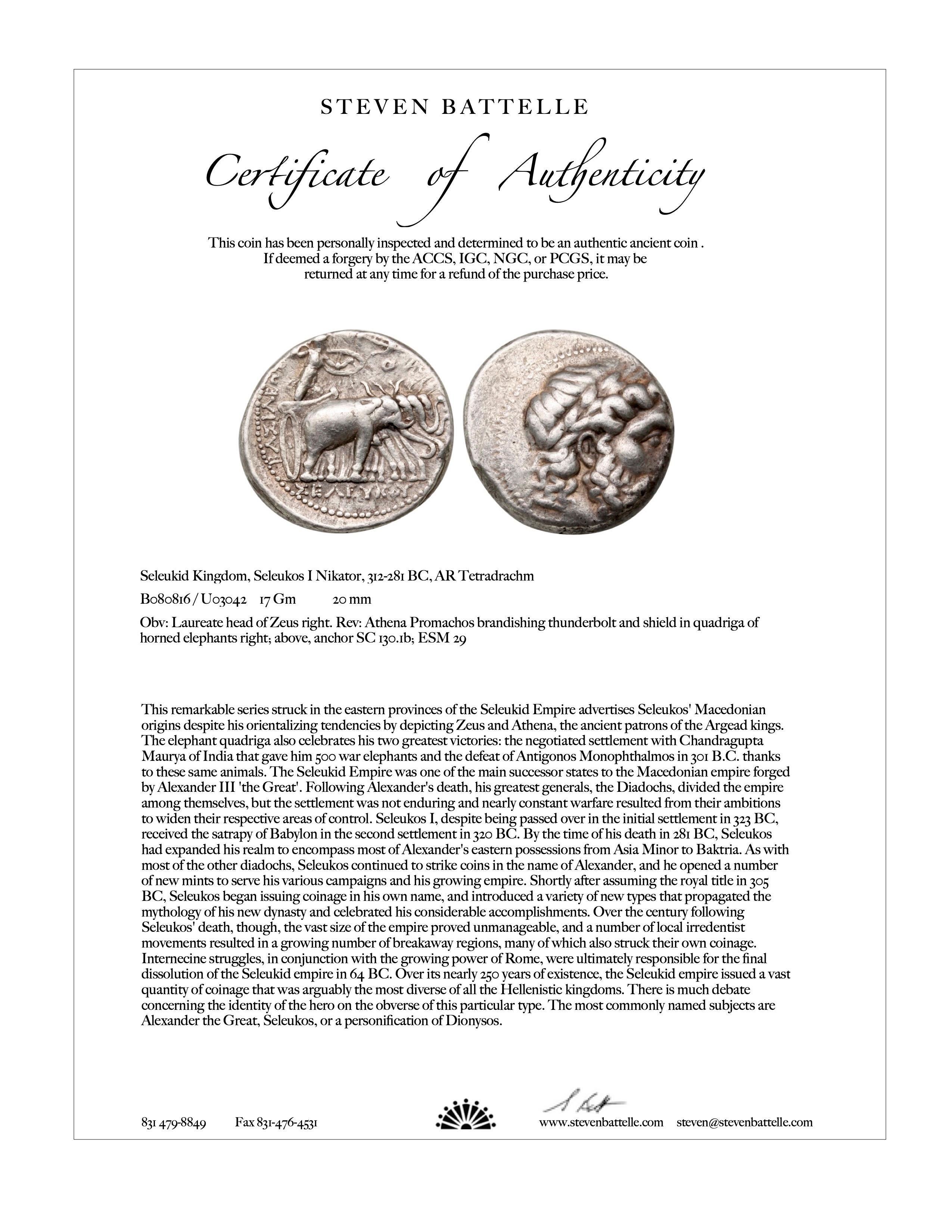 Ancient Greek 3rd Century BC Seleucid Elephants Coin 22K Gold Diamonds Pendant  For Sale 1
