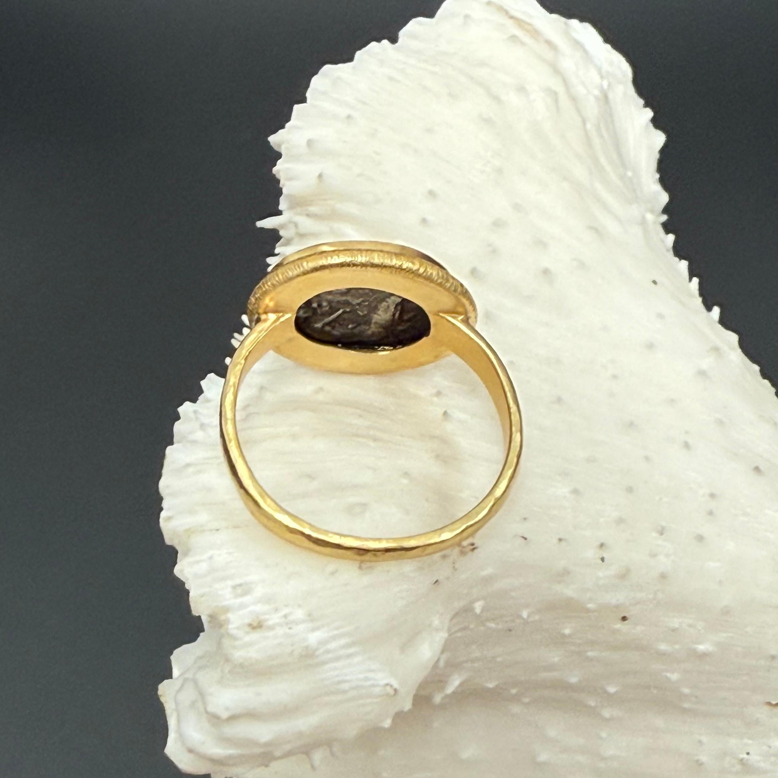 Antike griechische 3. Jahrhundert v. Chr. Silber Athena Münze 18K Gold Ring im Angebot 4