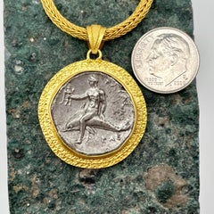 Ancient Greek 3rd Century BC Tarentum Dolphin Coin 18K Gold Pendant