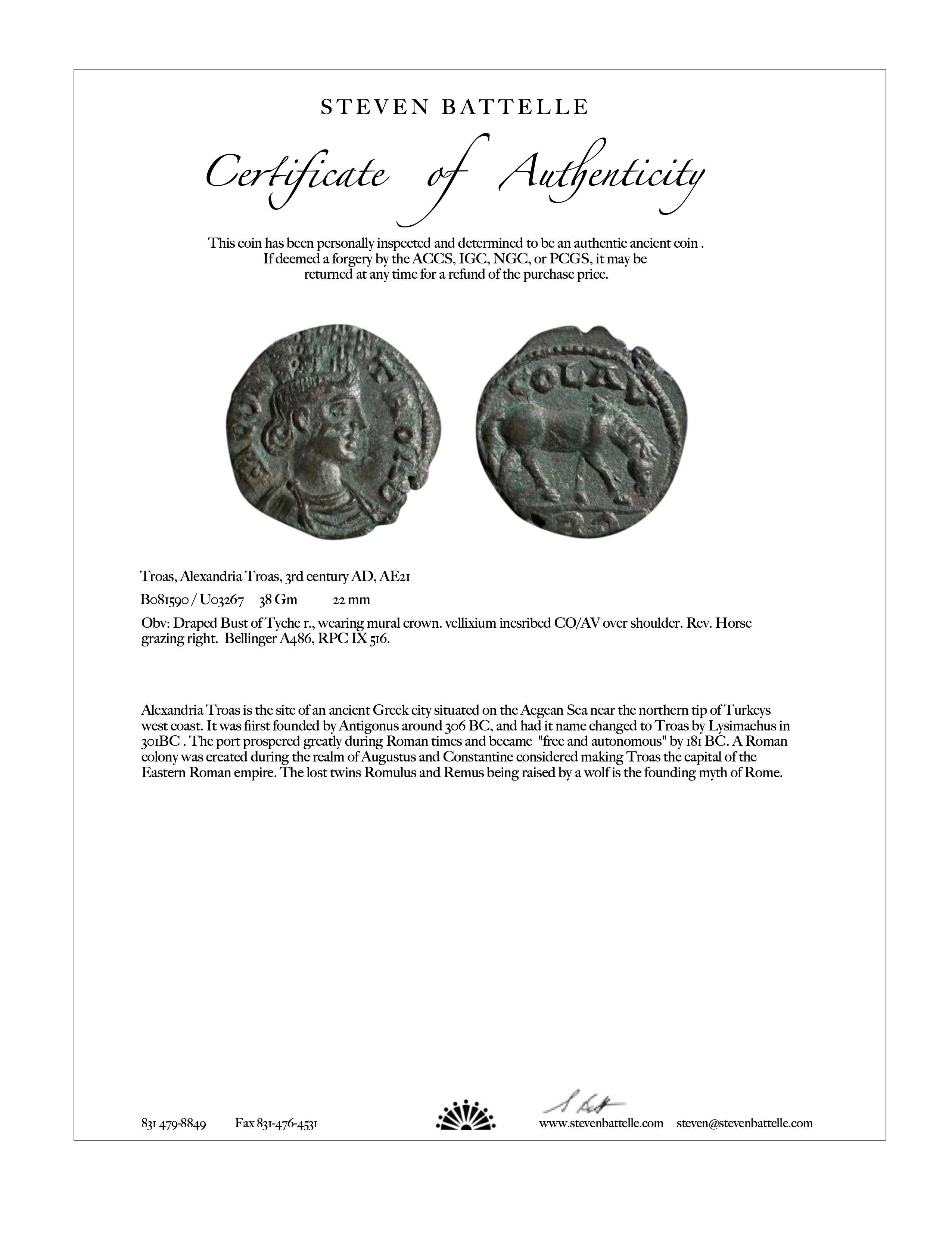 Classical Greek Ancient Greek 3rd Century Bronze Horse Coin 18K Gold Pendant
