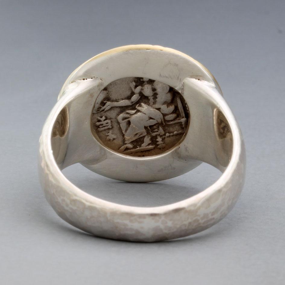 Bague grecque ancienne du 4e siècle avant J.-C. Alexander the Great en argent sterling et or 18 carats Neuf - En vente à Soquel, CA