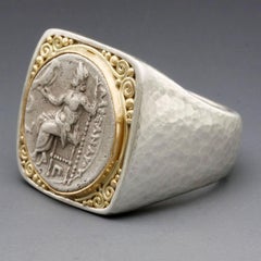 Ancient Greek Alexander the Great Coin 18K Gold/Sterling Ring