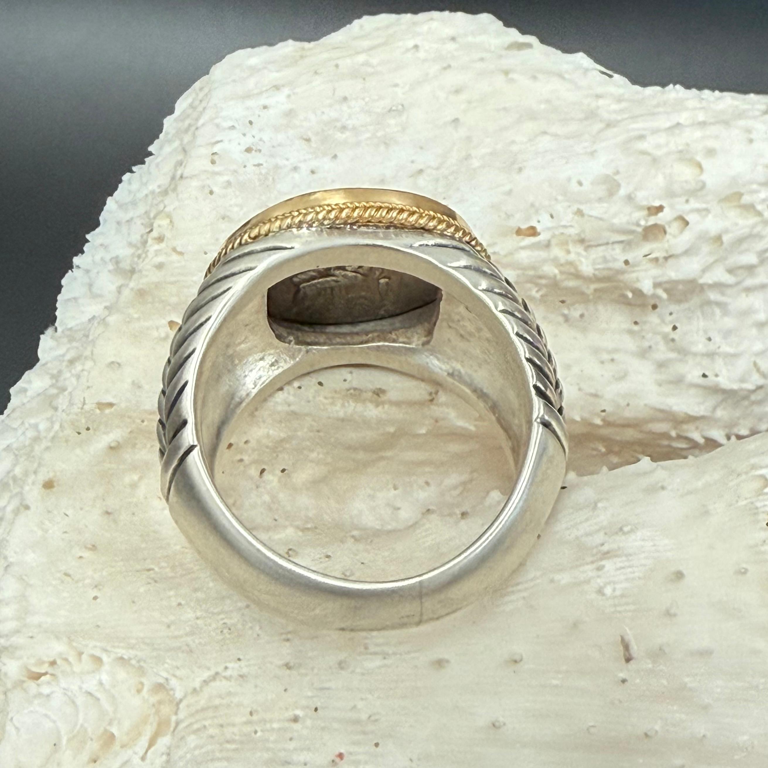Ancient Greek 4th Century BC Alexander the Great Silver/18K Gold Mens Ring 4