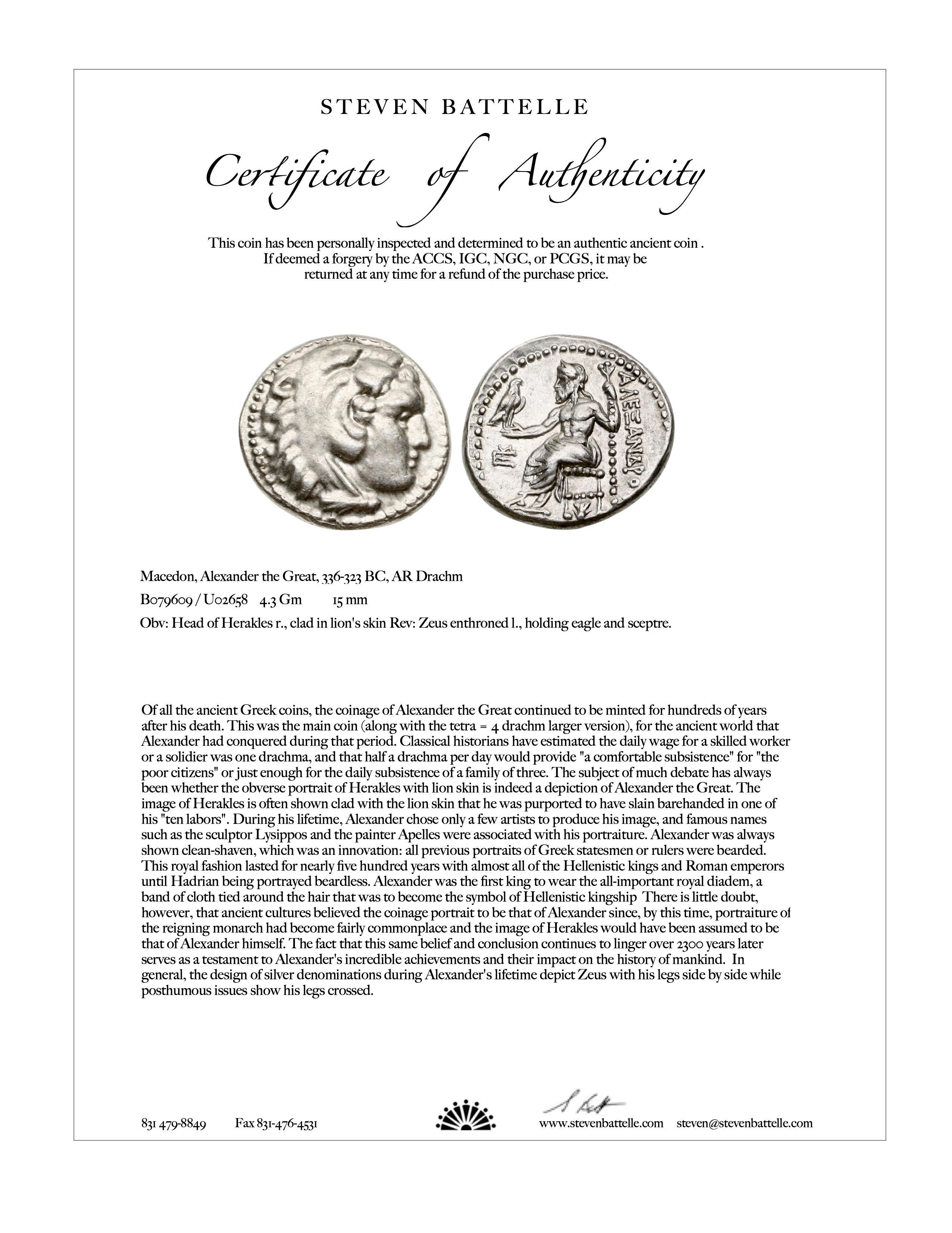 Pendentif en or 18k avec pièce de monnaie Zeus de l'Antiquité grecque du 4e siècle avant J.-C. Alexander the Great Unisexe en vente