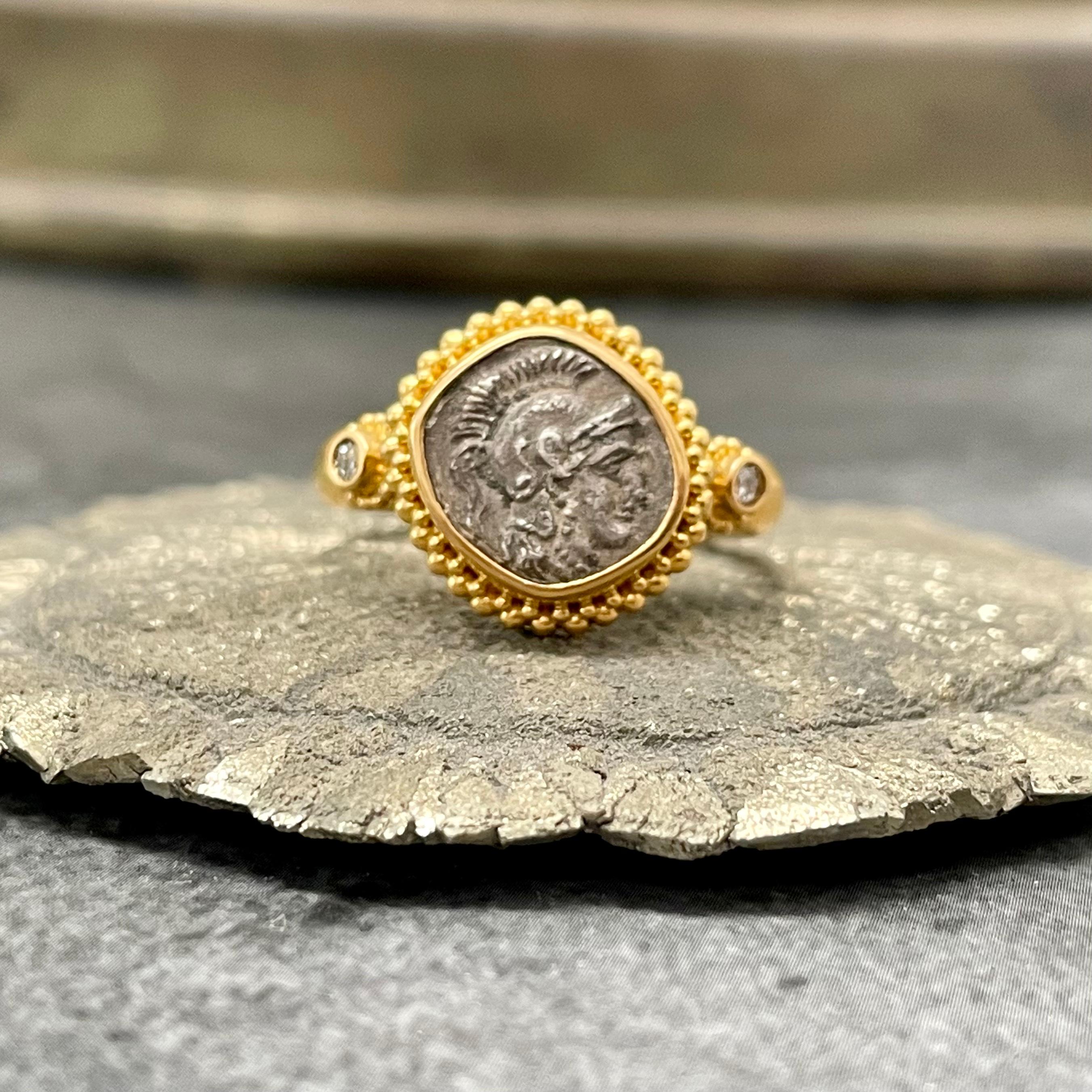 Contemporary Ancient Greek 4th Century BC Athena Coin 22k Gold Ring