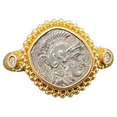 Ancient Greek 4th Century BC Athena Coin 22k Gold Ring