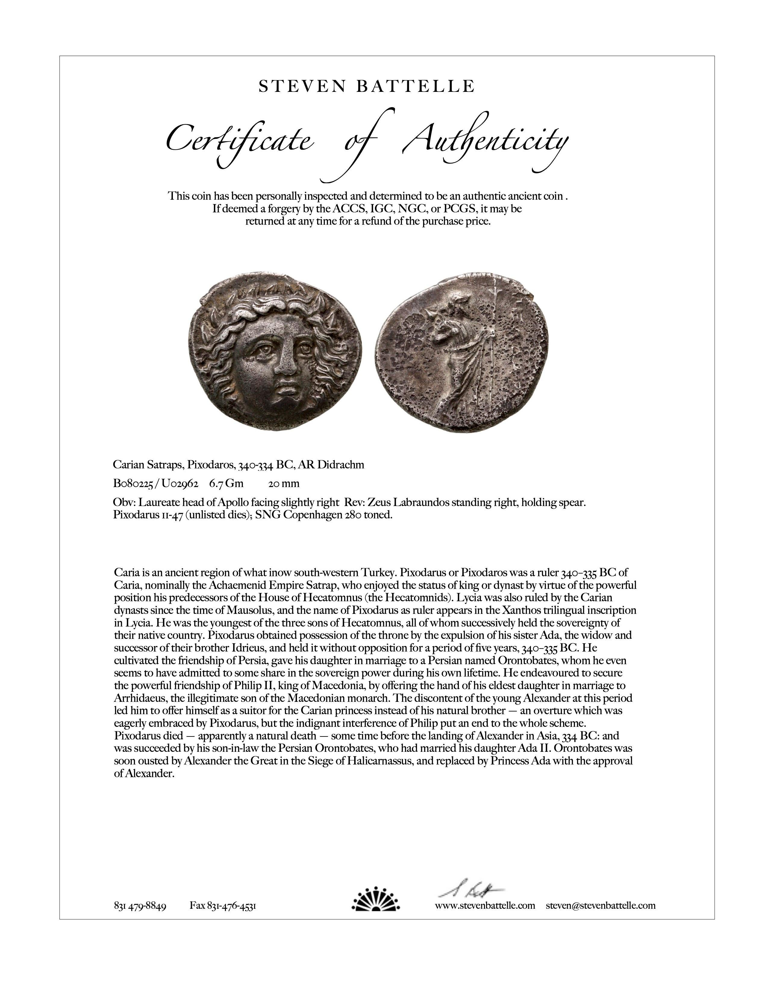 Women's or Men's Ancient Greek 4th Century BC Authentic Apollo Coin 18K Gold Pendant