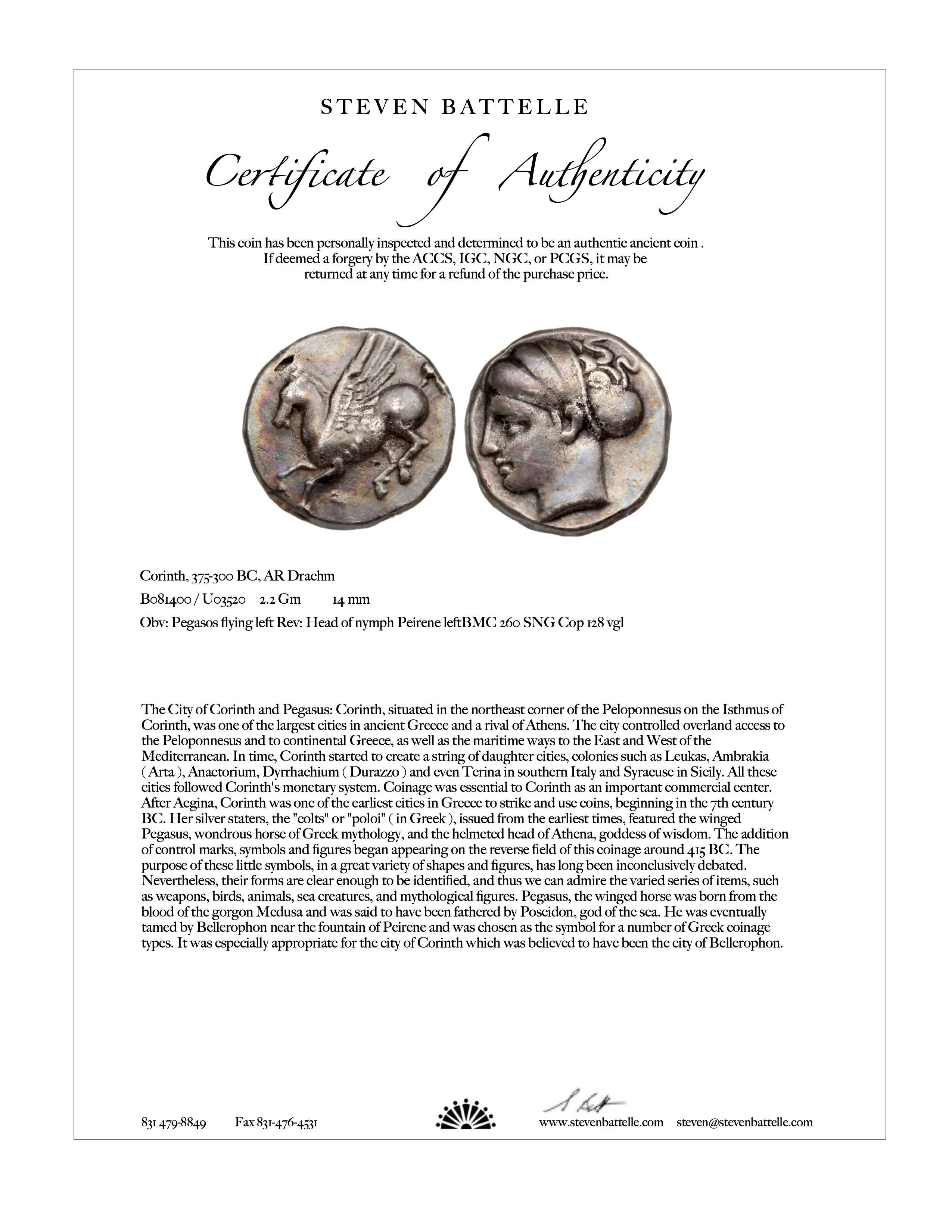 Ancient Greek 4th Century BC Corinth Pegasus Coin Diamonds 18K Gold Pendant 5