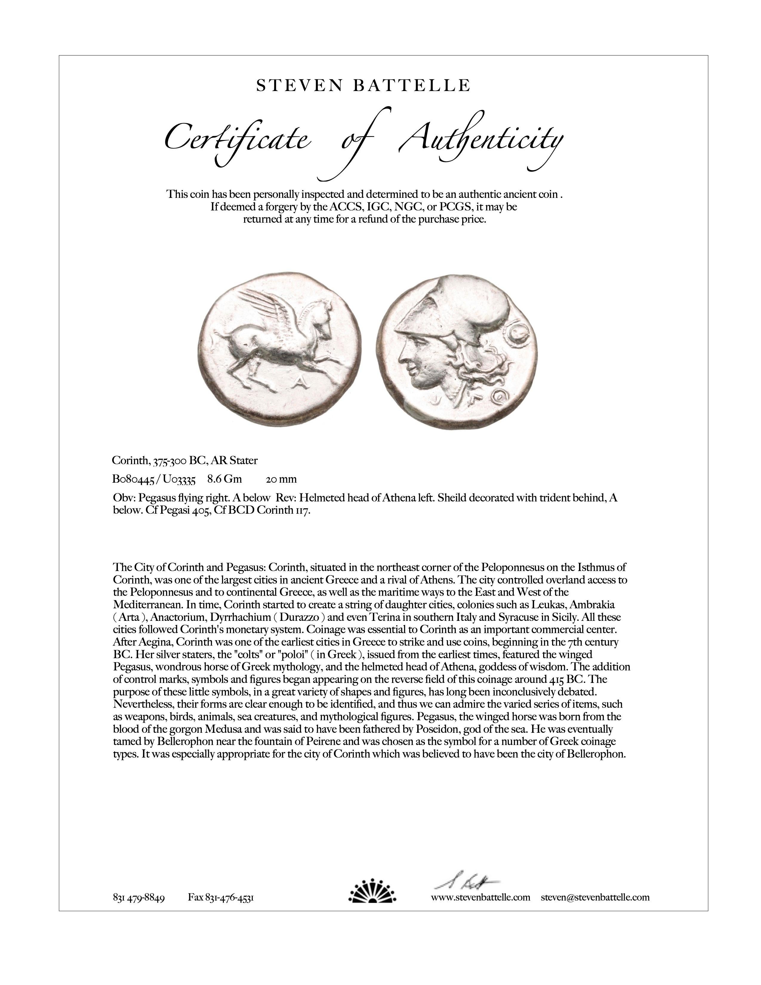 Ancient Greek 4th Century BC Corinth Pegasus Coin Diamonds 22K Gold Pendant In New Condition In Soquel, CA