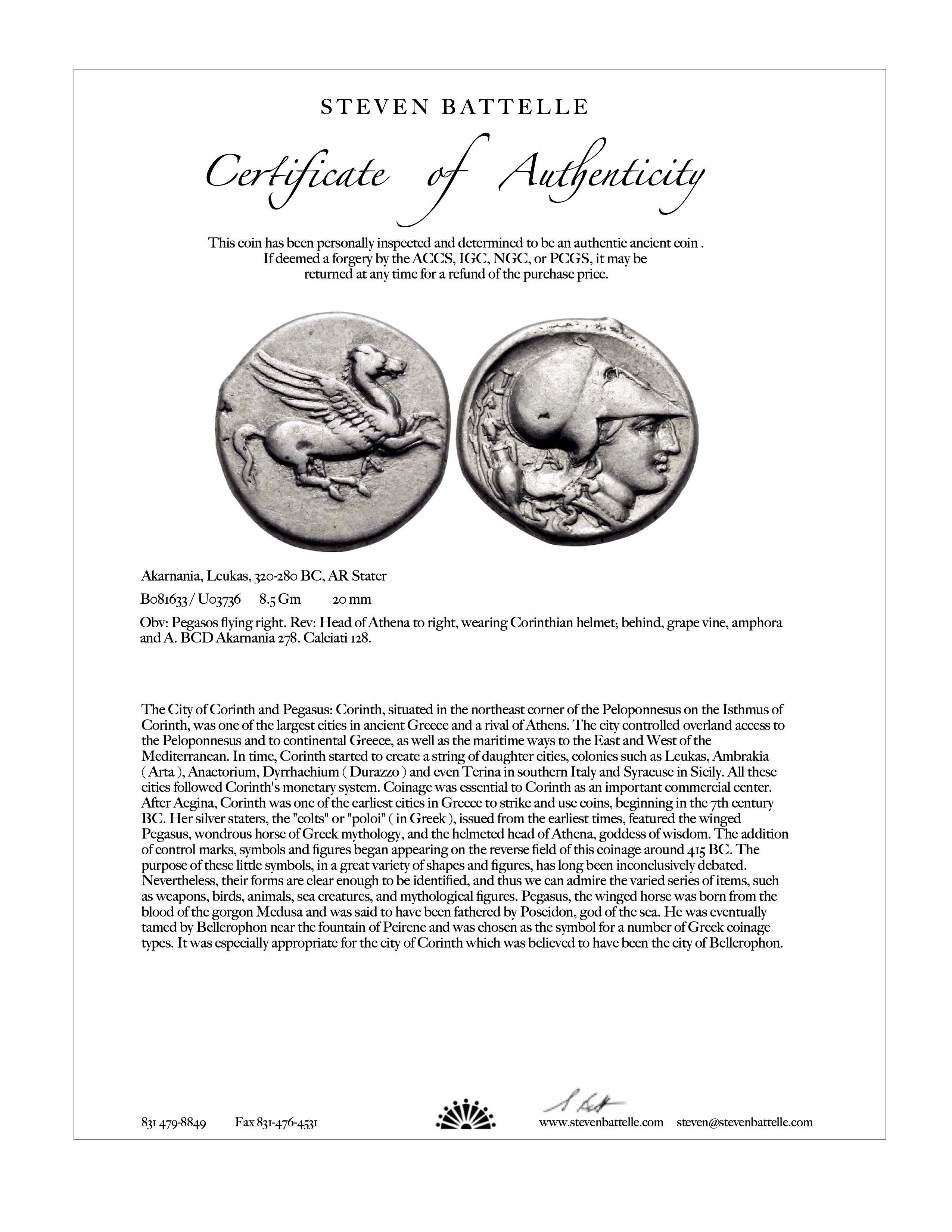 Women's or Men's Ancient Greek 4th Century BC Corinthian Pegasus Coin Diamonds 22K Gold Pendant For Sale