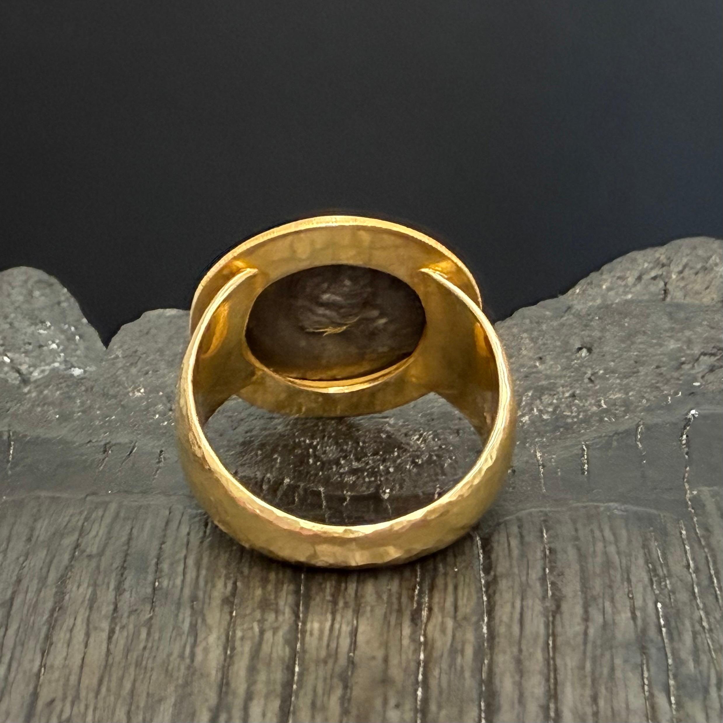 Ancient Greek 4th Century BC Eagle Coin 18K Gold Mens Ring In New Condition For Sale In Soquel, CA