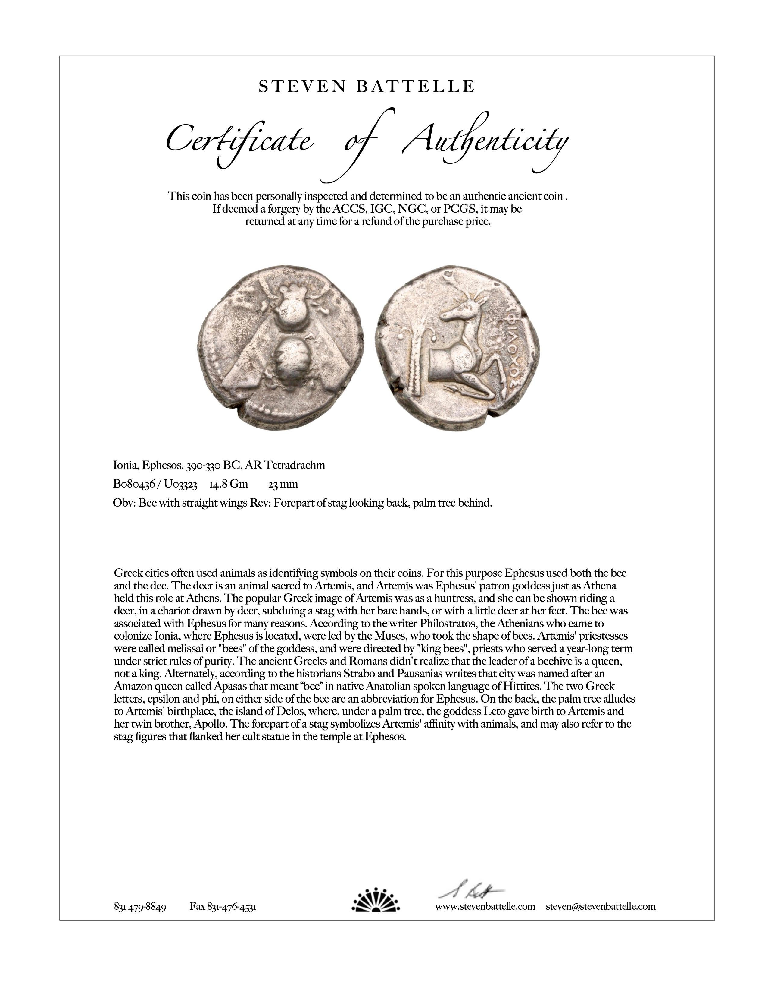 Antike griechische 4. Jahrhundert v. Chr. Ephesus Bienenmünze 18K Gold Anhänger  im Angebot 4