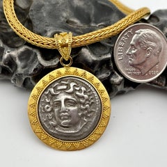 Ancient Greek 4th Century BC Larissa Nymph Coin 22K Gold Pendant