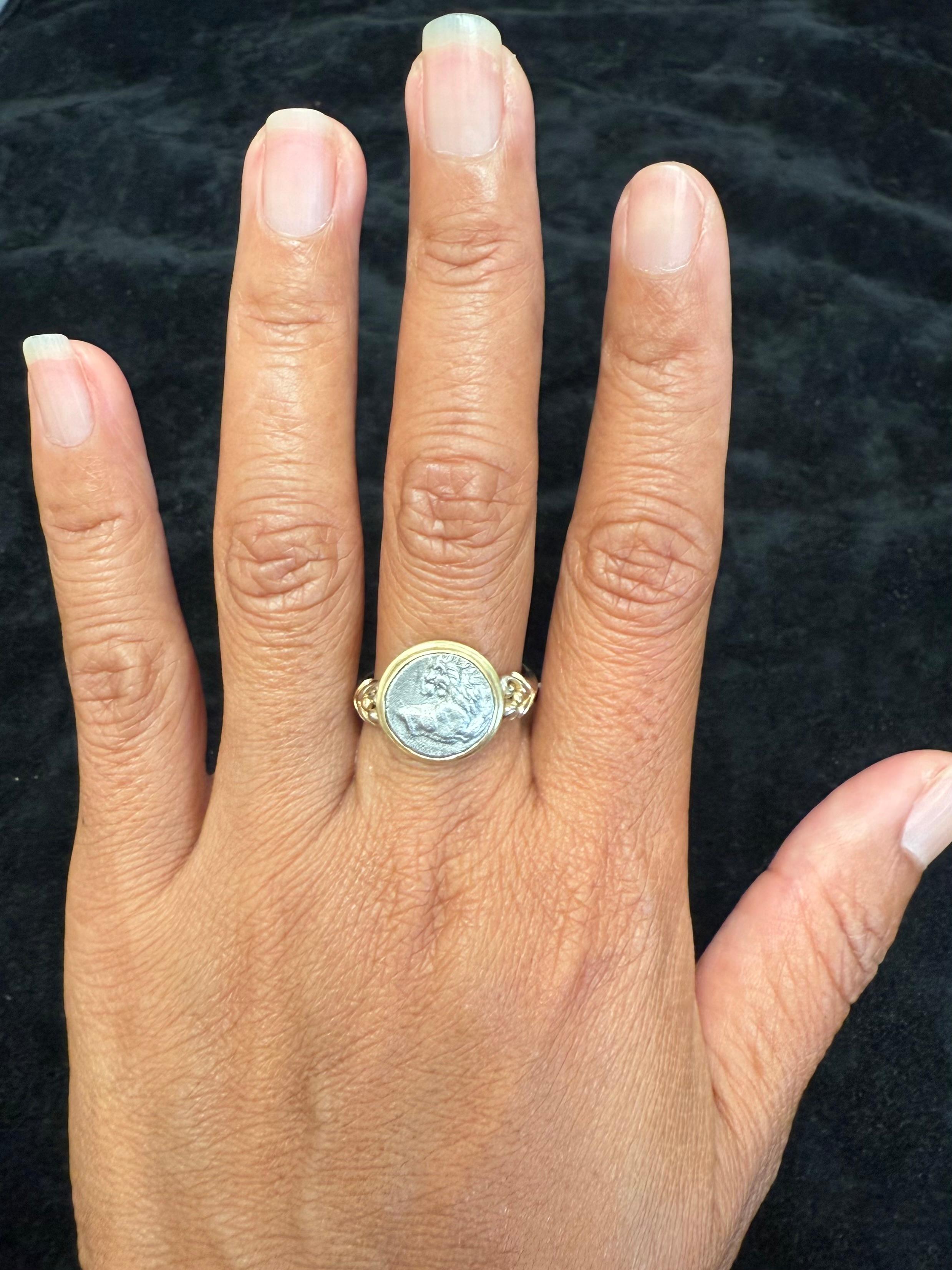 Bague en or blanc 18 carats/14 carats en forme de lion de l'Antiquité grecque du 4e siècle avant J.-C. en vente 7