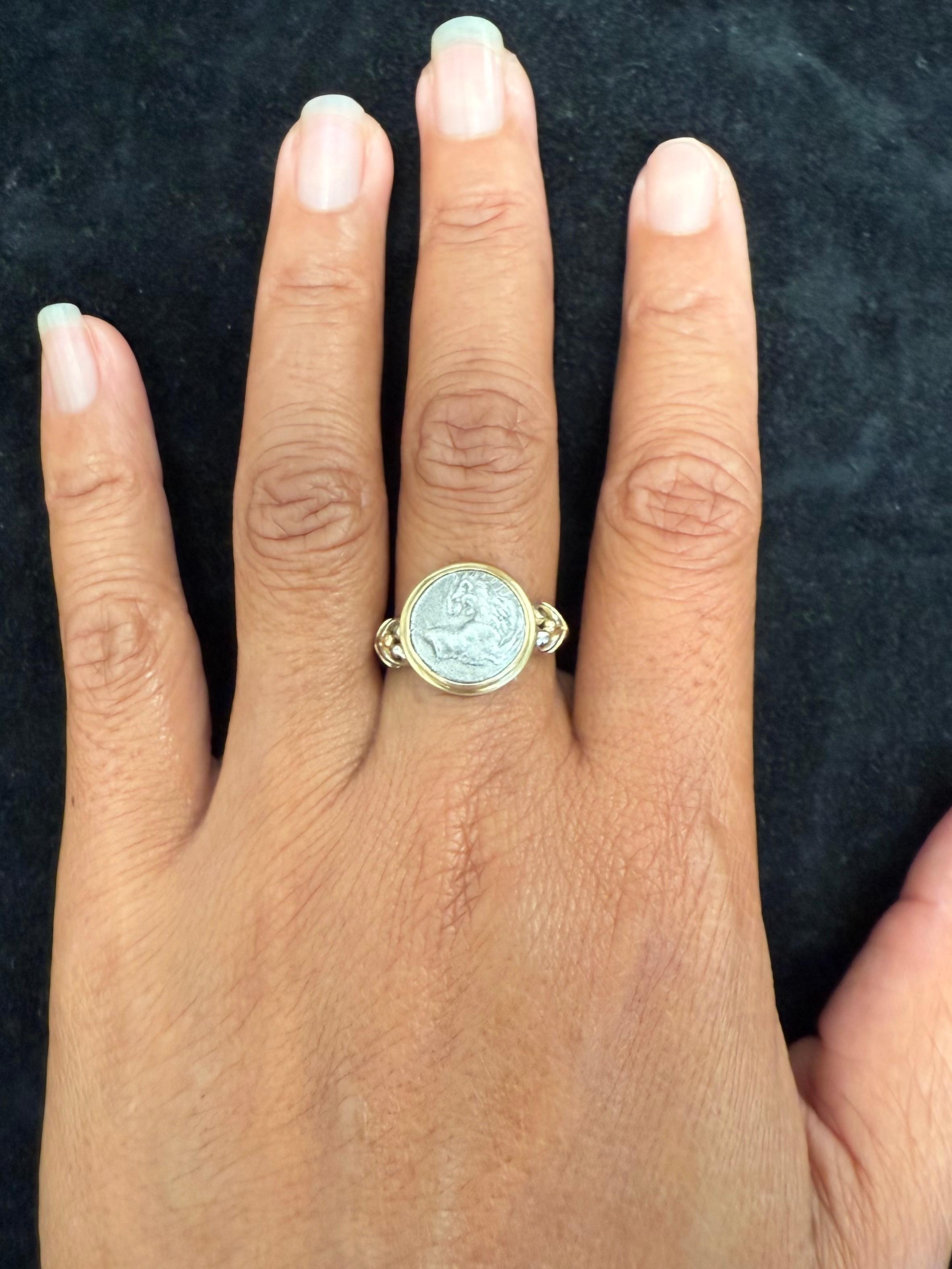 Bague en or blanc 18 carats/14 carats en forme de lion de l'Antiquité grecque du 4e siècle avant J.-C. en vente 8