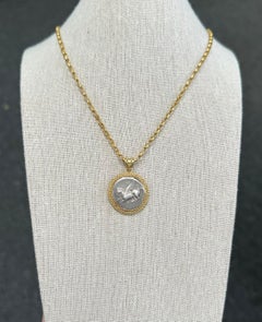 Ancient Greek 4th Century BC Pegasus Coin Granulated 18K Gold Pendant