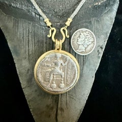Ancient Greek 4th Century BC Zeus Coin 18K Gold Pendant 20" Silver/Gold Chain