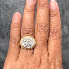 Ancient Greek 4th Century BC Zeus Coin 18K Gold Ring