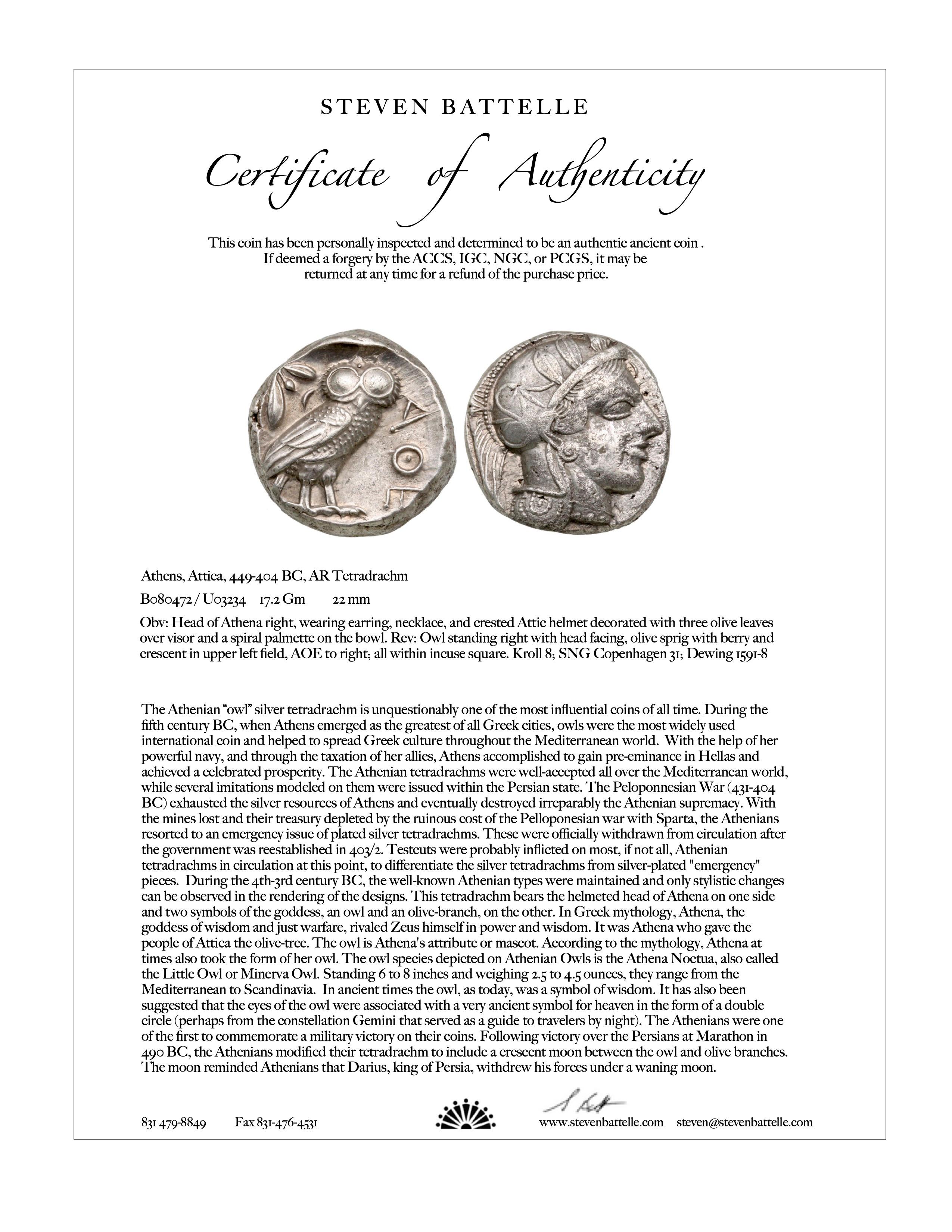 Ancient Greek 5th Century BC Athena Owl Coin Diamonds 22K Gold Pendant For Sale 2
