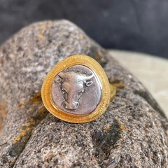 Ancient Greek 5th Century BC Bull Coin Mens 18K Ring