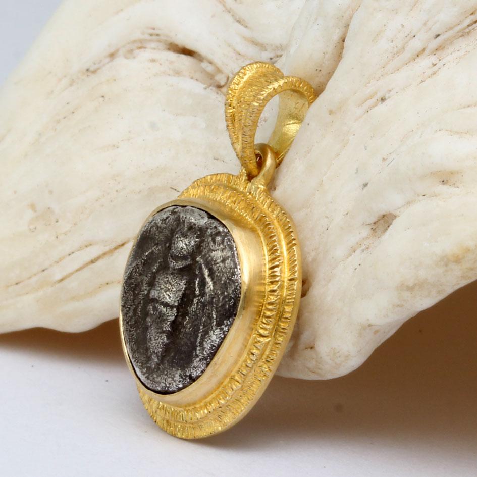 Ancient Greek 5th Century BC Ephesus Bee Coin 18k Gold Pendant 6