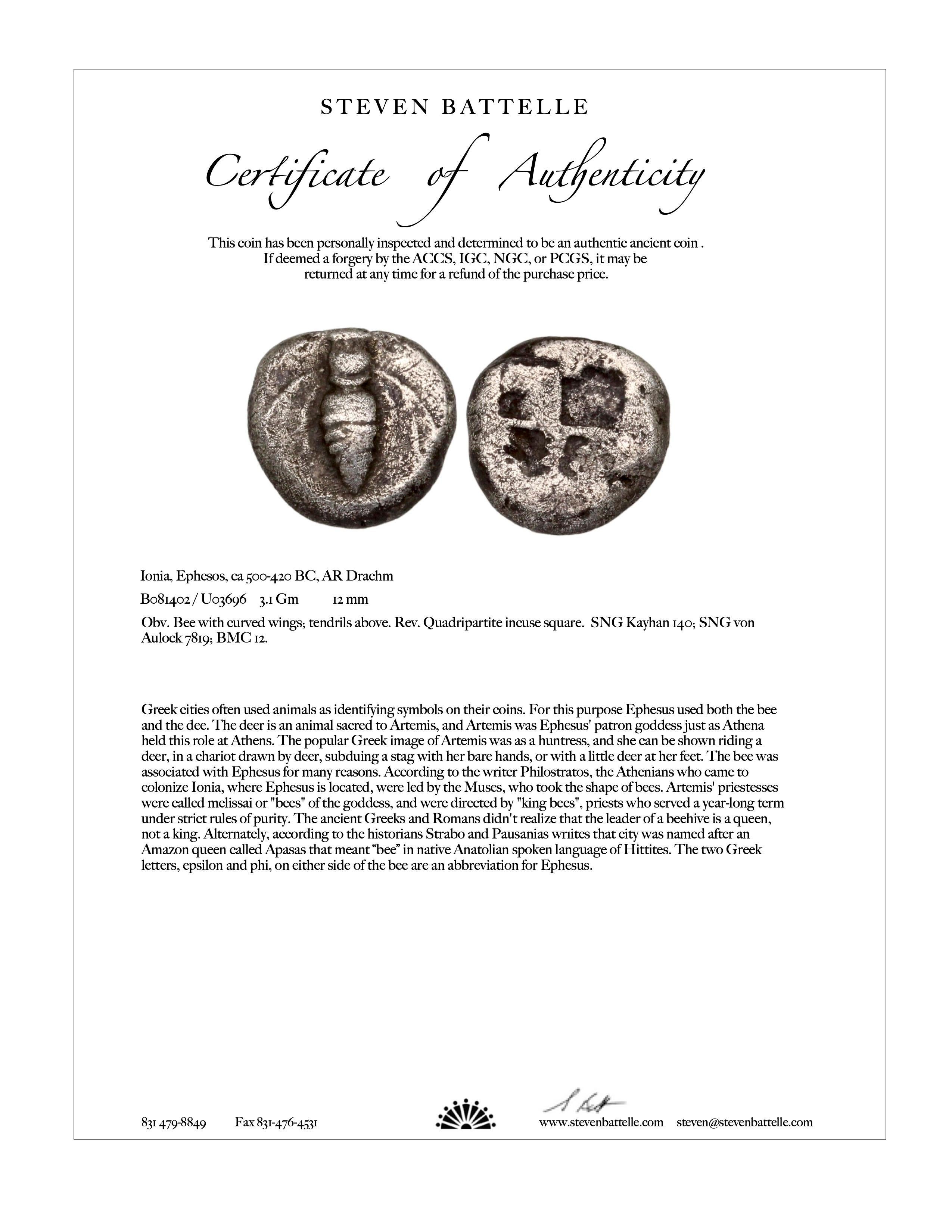 Ancient Greek 5th Century BC Ephesus Bee Coin 18k Gold Pendant 3