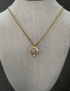 Ancient Greek 5th Century BC Ephesus Bee Coin Diamond 18K Gold Pendant
