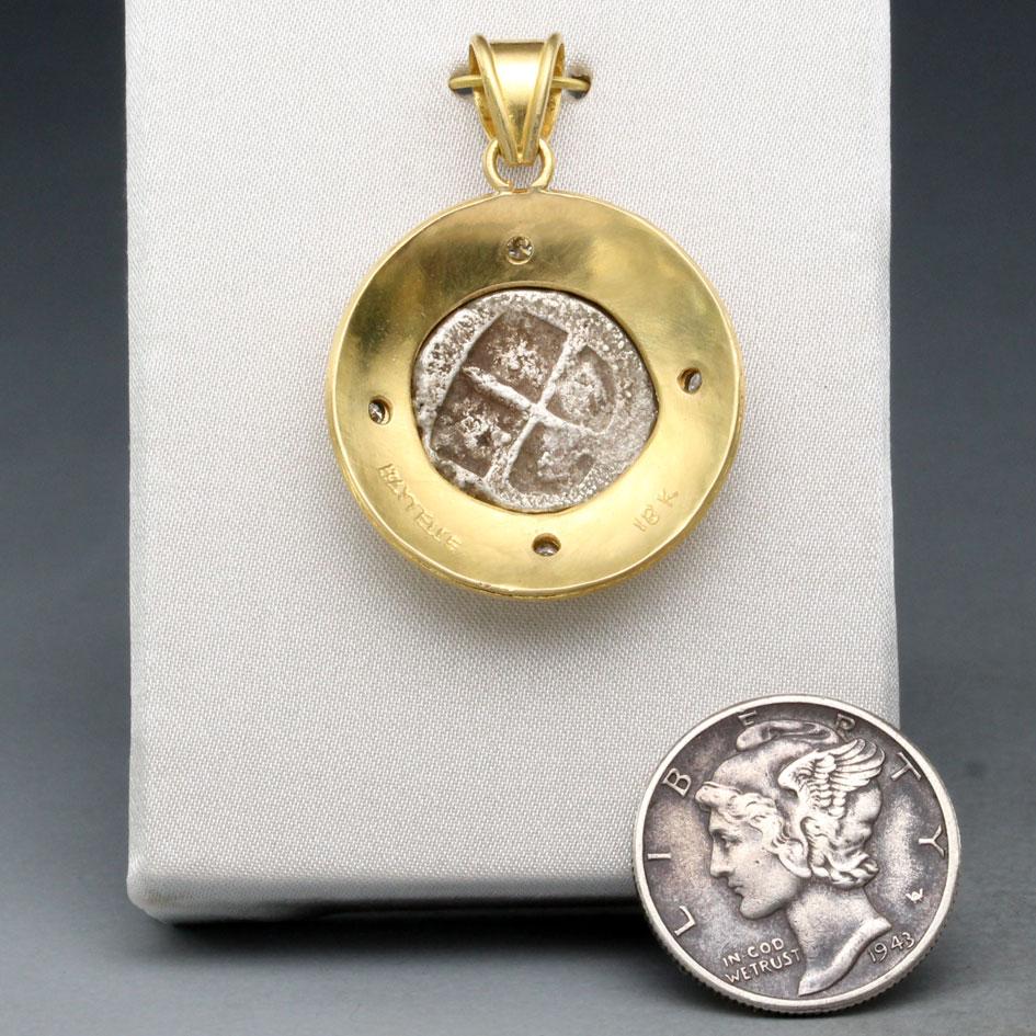 Ancient Greek 5th Century BC Ephesus Bee Coin Diamonds 18K Gold Pendant In New Condition In Soquel, CA