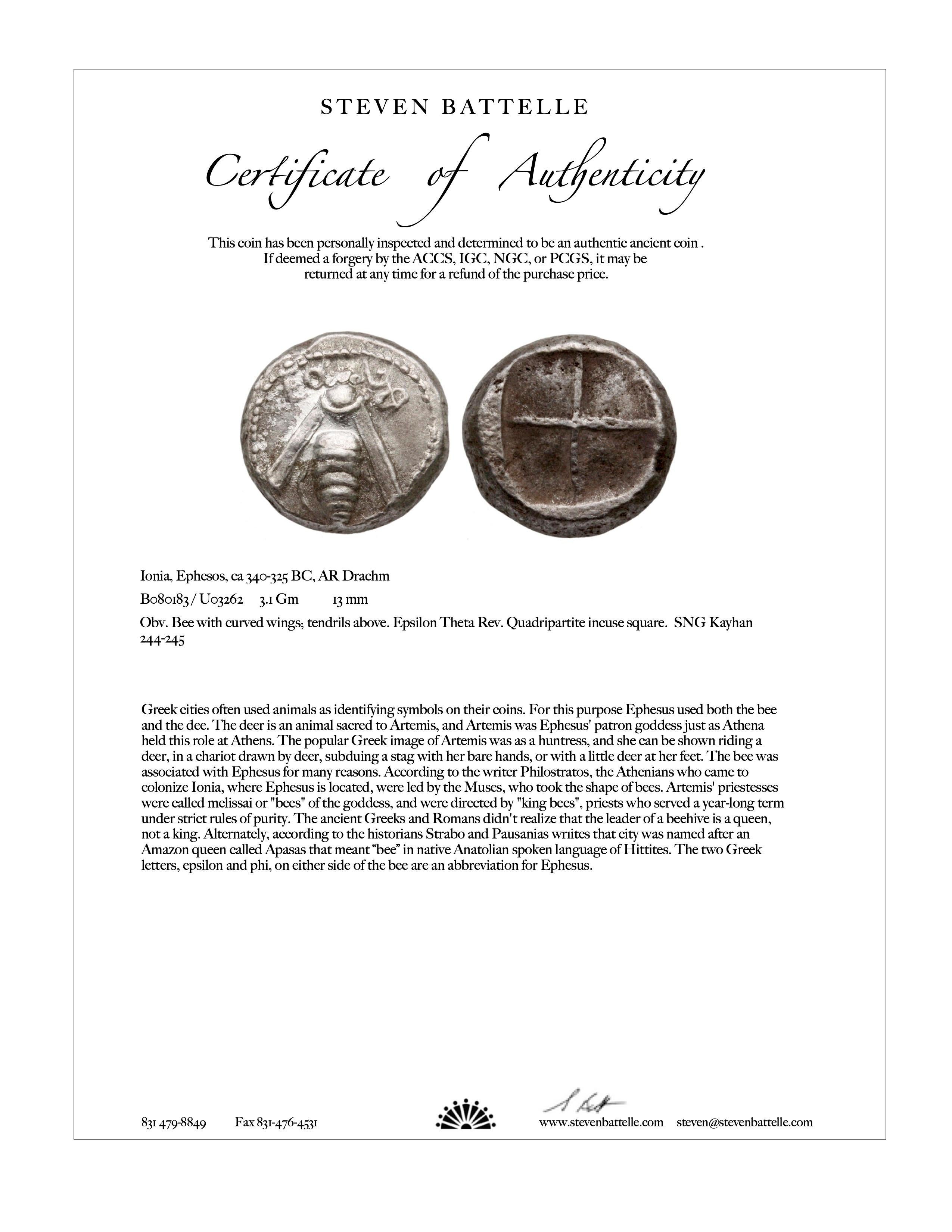 Ancient Greek 5th Century BC Ephesus Bee Coin Diamonds 22K Gold Pendant 5