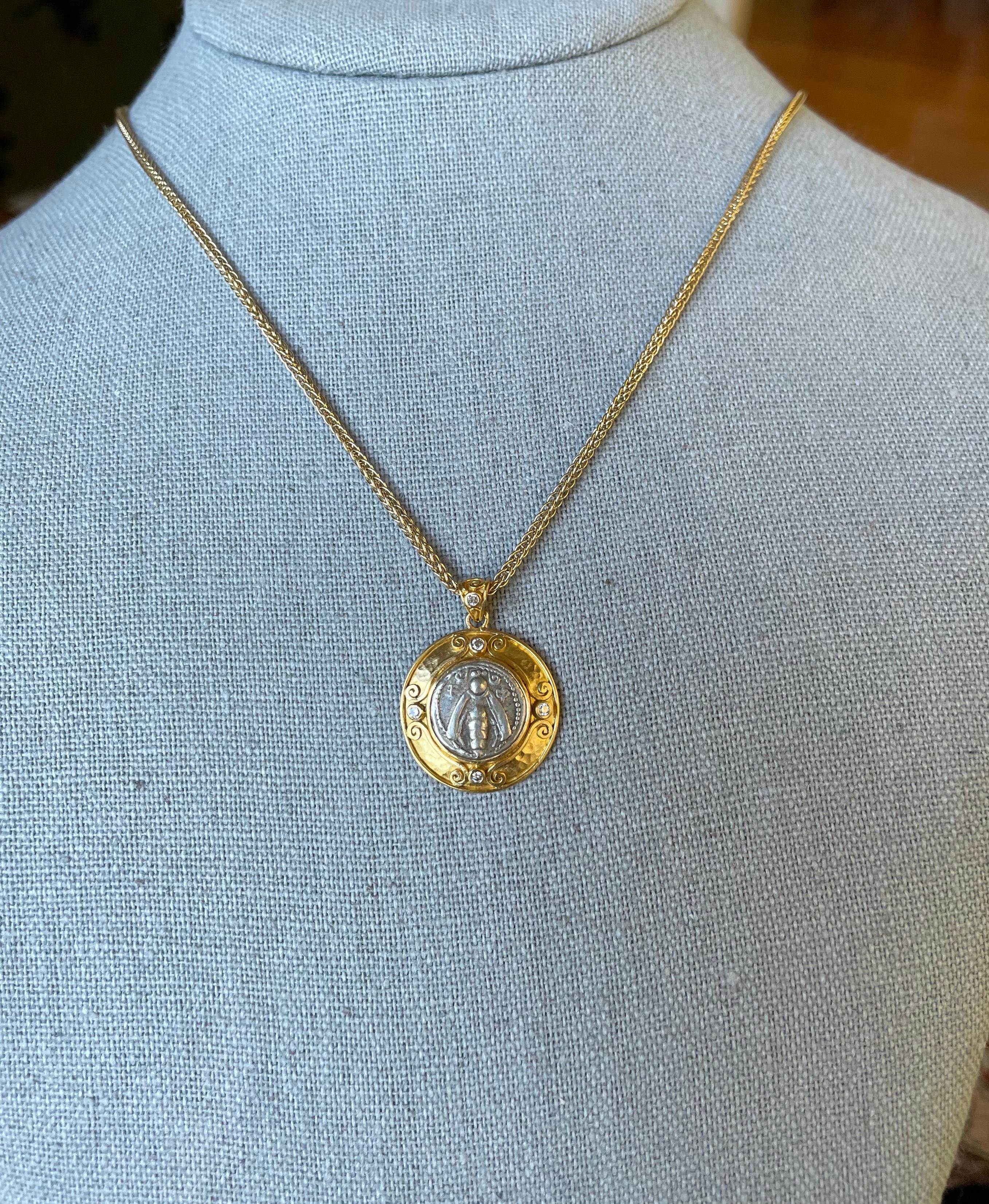 Ancient Greek 5th Century BC Ephesus Bee Diamonds 22K Gold Pendant 1
