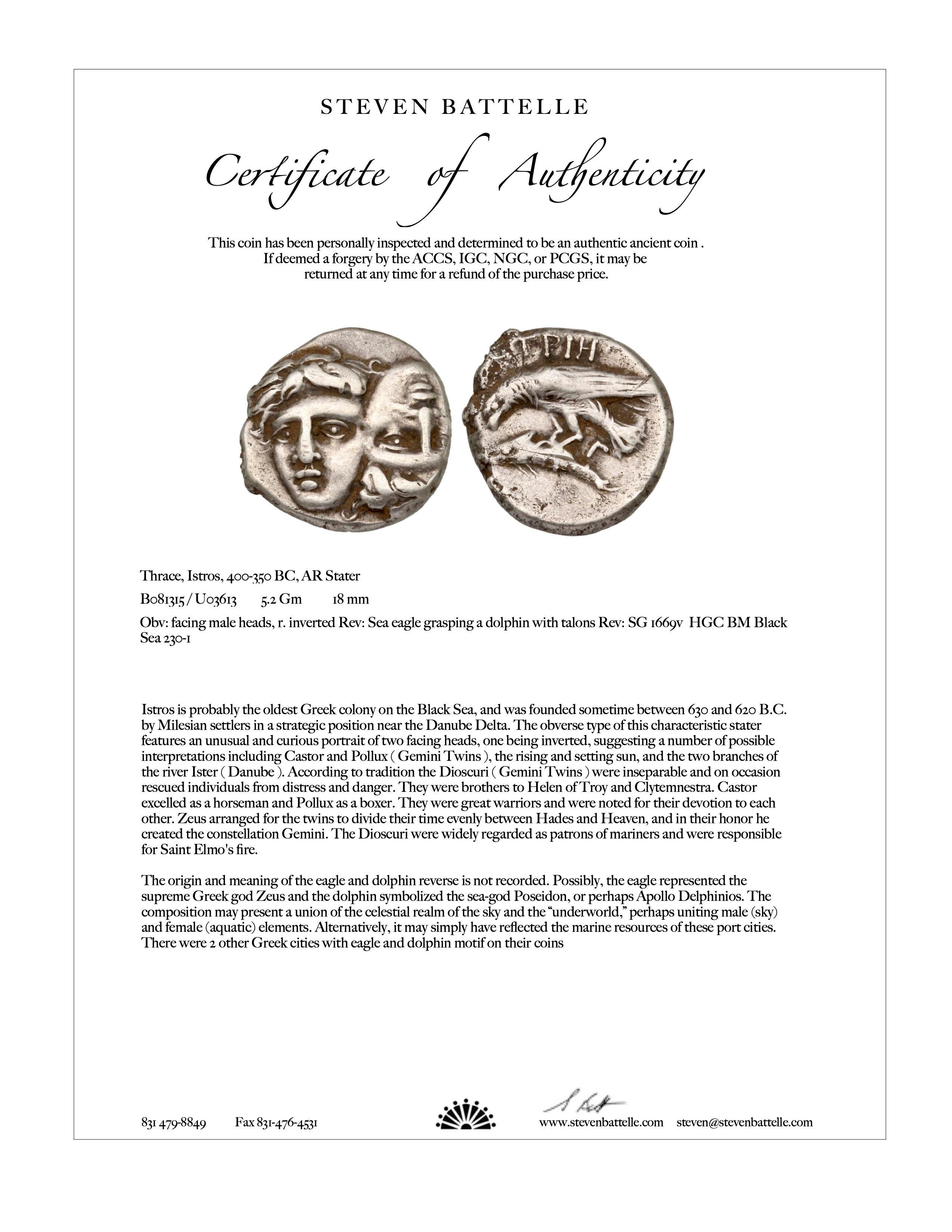 Ancient Greek 5th Century BC Gemini Coin Diamond 18k Gold Pendant For Sale 3