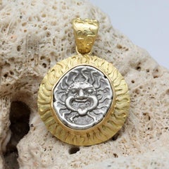 Ancient Greek 5th Century BC Medusa Coin 18K Gold Pendant