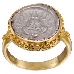 Ancient Greek 5th Century BC Medusa Coin 18K Gold Ring 