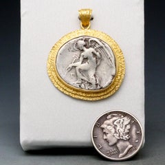 Ancient Greek 5th Century BC Nike Coin 18k Gold Pendant