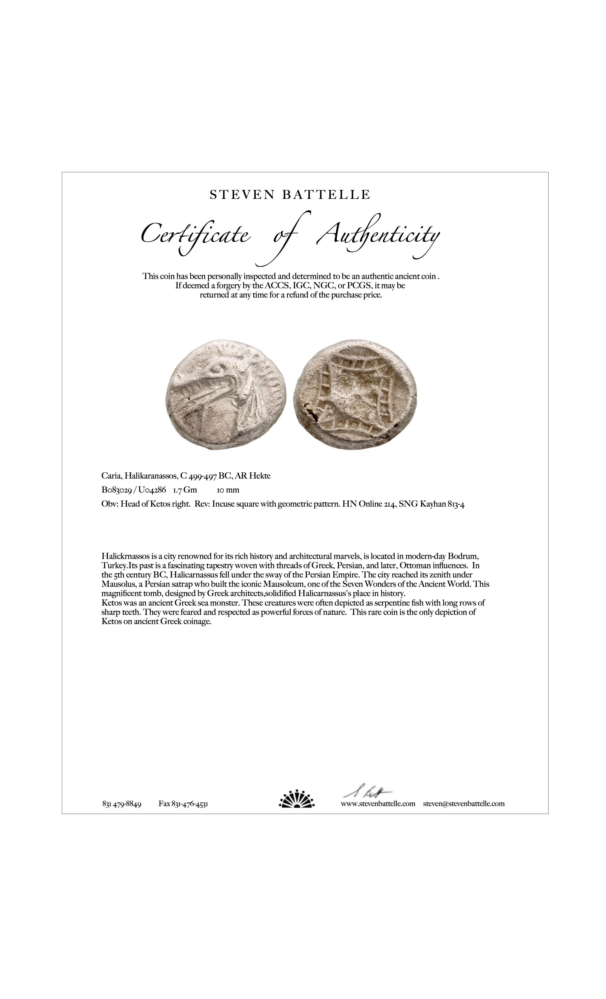 Moneta del mostro marino greco del 5° secolo a.C. Ciondolo in oro 18 carati con diamante in vendita 2