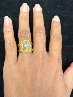 Ancient Greek 5th Century BC Silver Horse Coin 18K Gold Ring