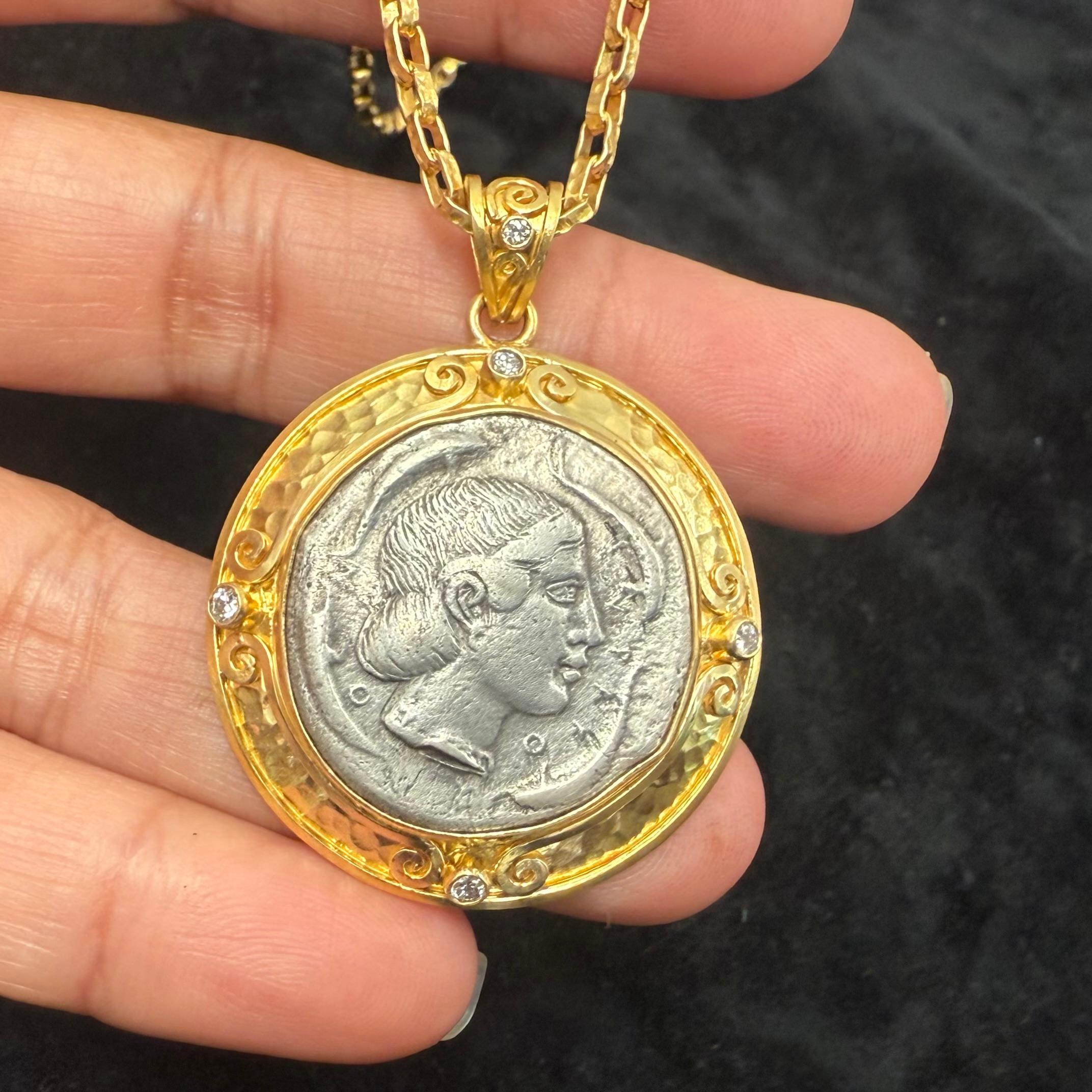 Pendentif en or 18 carats Syracuse Arethusa, pièce de monnaie de la Grèce antique du 5ème siècle avant J.C. en vente 2