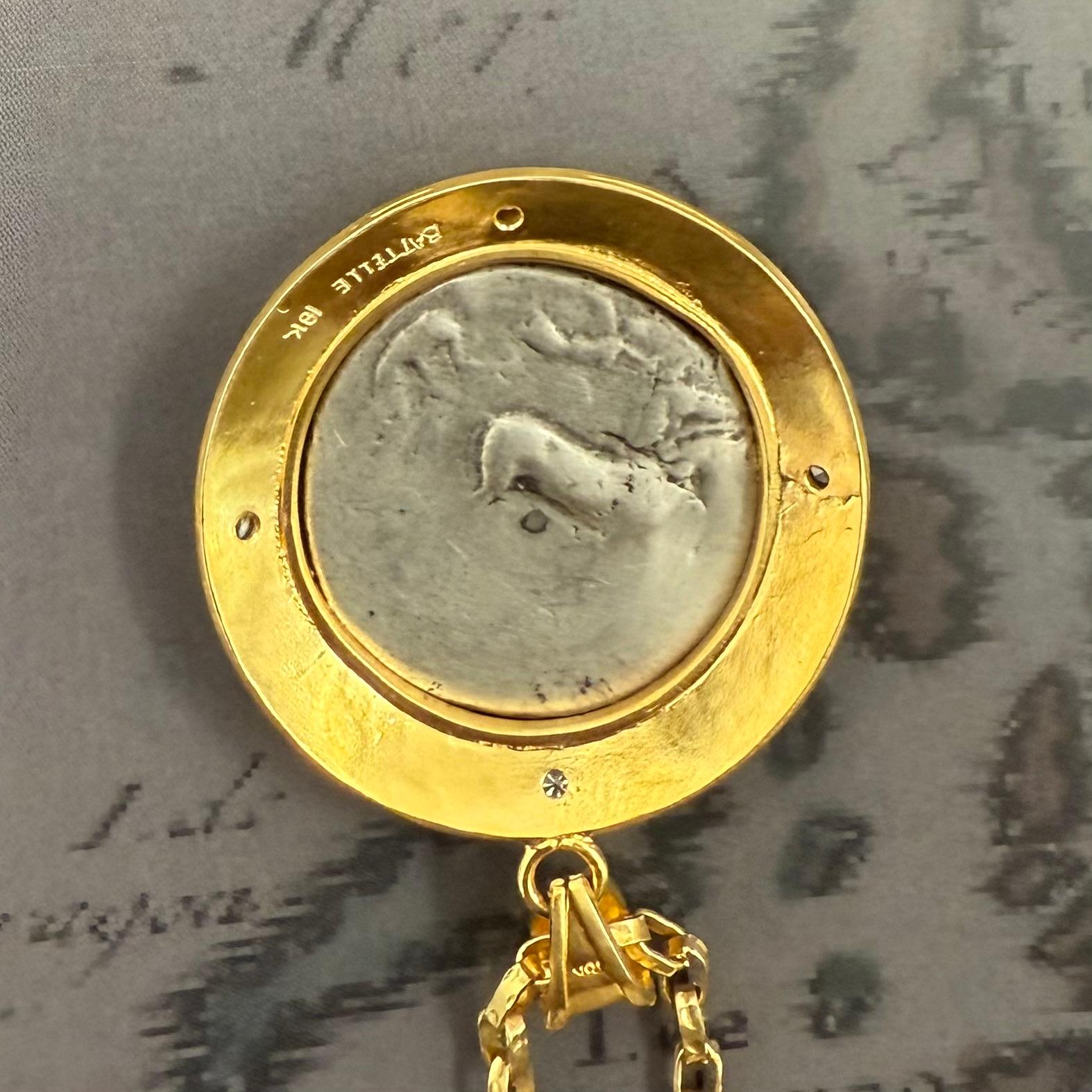 Pendentif en or 18 carats Syracuse Arethusa, pièce de monnaie de la Grèce antique du 5ème siècle avant J.C. en vente 3