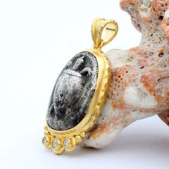 Ancient Greek 5th Century BC Turtle Stater Coin Diamonds 18K Gold Pendant