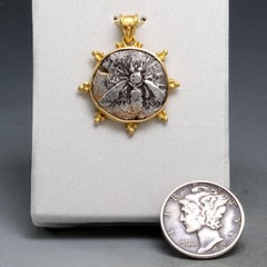 Ancient Greek 6th-5th Century BC Ephesus Bee Coin 18K Gold Pendant