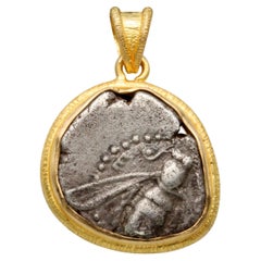 Ancient Greek 6th - 5th Century BC Ephesus Bee Coin 18K Gold Pendant